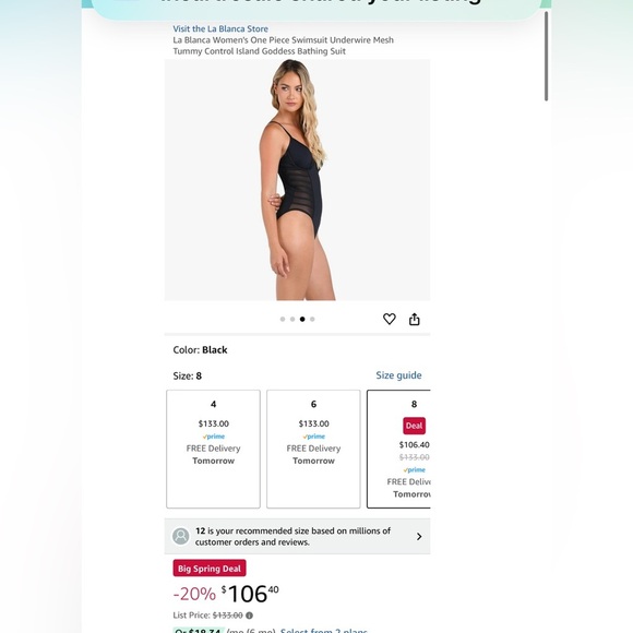 La Blanca Women's One Piece Swimsuit Underwire Mesh Tummy Control Island Goddess - Picture 4 of 9